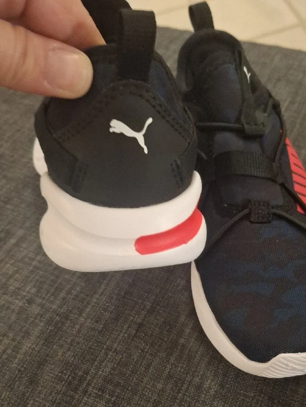 Puma Kids Black Sneakers with Red Logos